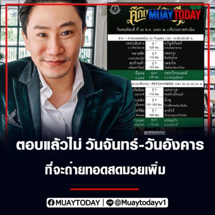 ณัฐเดช วชิรรัตนวงค์ ตอบแล้วไม่วันจันทร์-วันอังคาร ที่จะถ่ายทอดสดมวยเพิ่ม